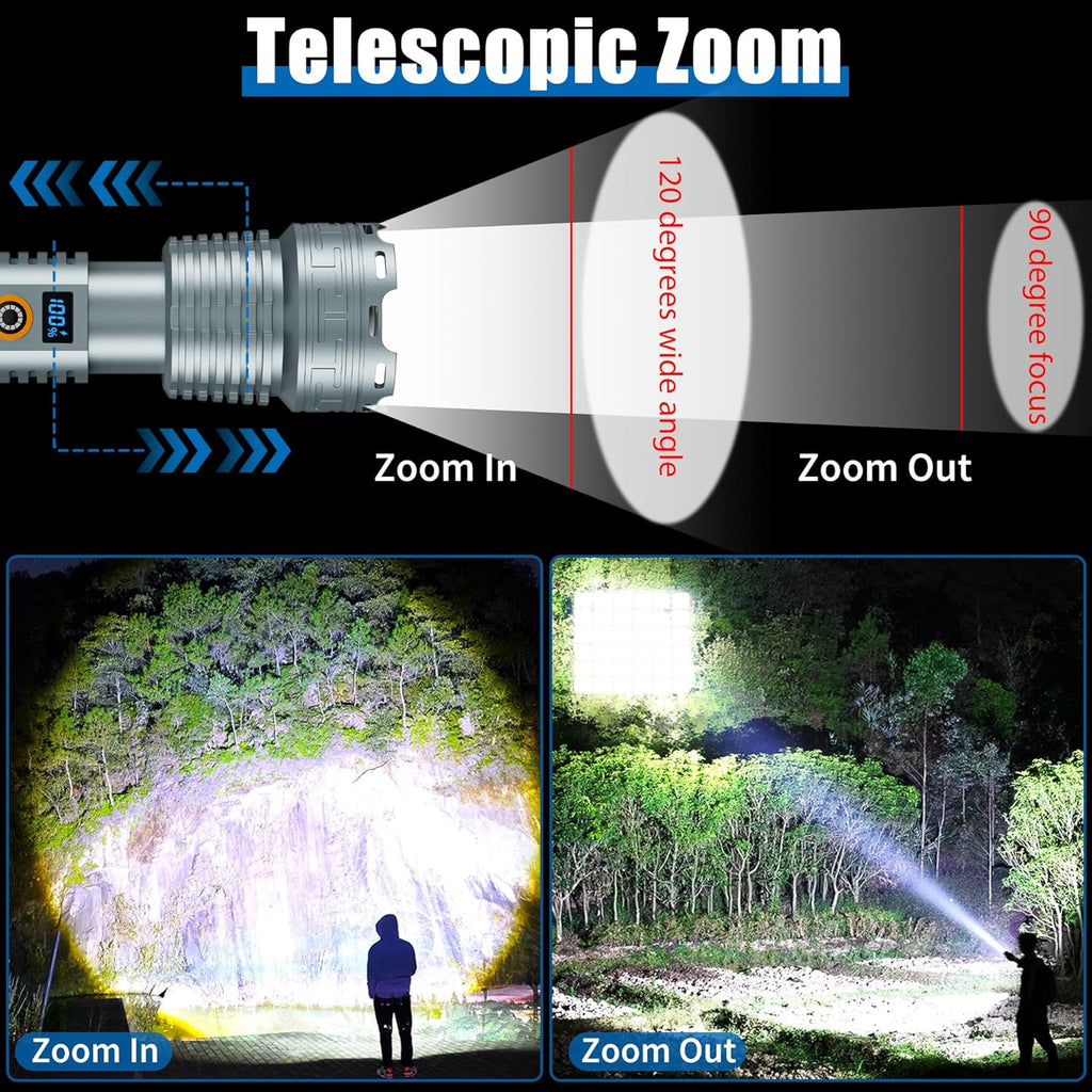 Rechargeable LED Flashlight 200000 Lumens with 5 Modes O733928