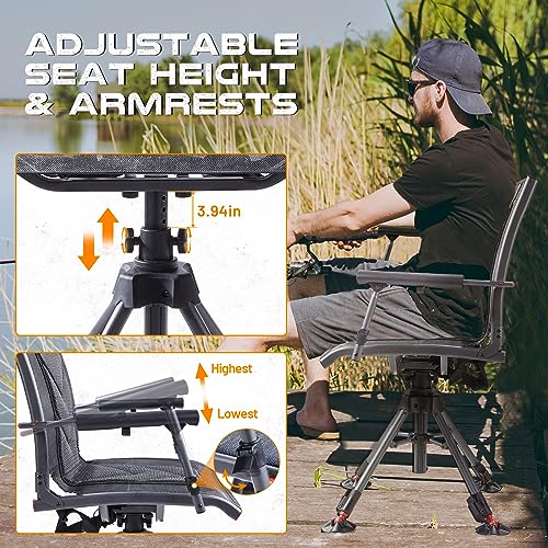 360 Degree Swivel Hunting Chair, 400 lbs Capacity, Height Adjustable, Padded Seat S57964