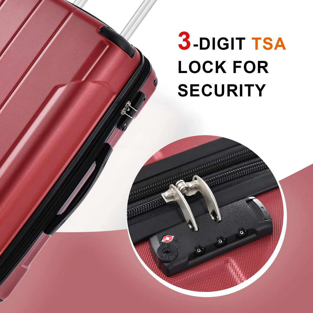 3 Piece Luggage Set, Lightweight Hardshell Spinner Suitcase with TSA Lock G5565