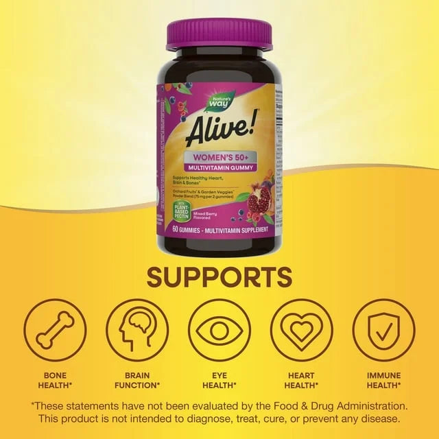 Women's 50+ Gummy Vitamins Fruit Flavors, 60 Count (Pack of 6) E499174