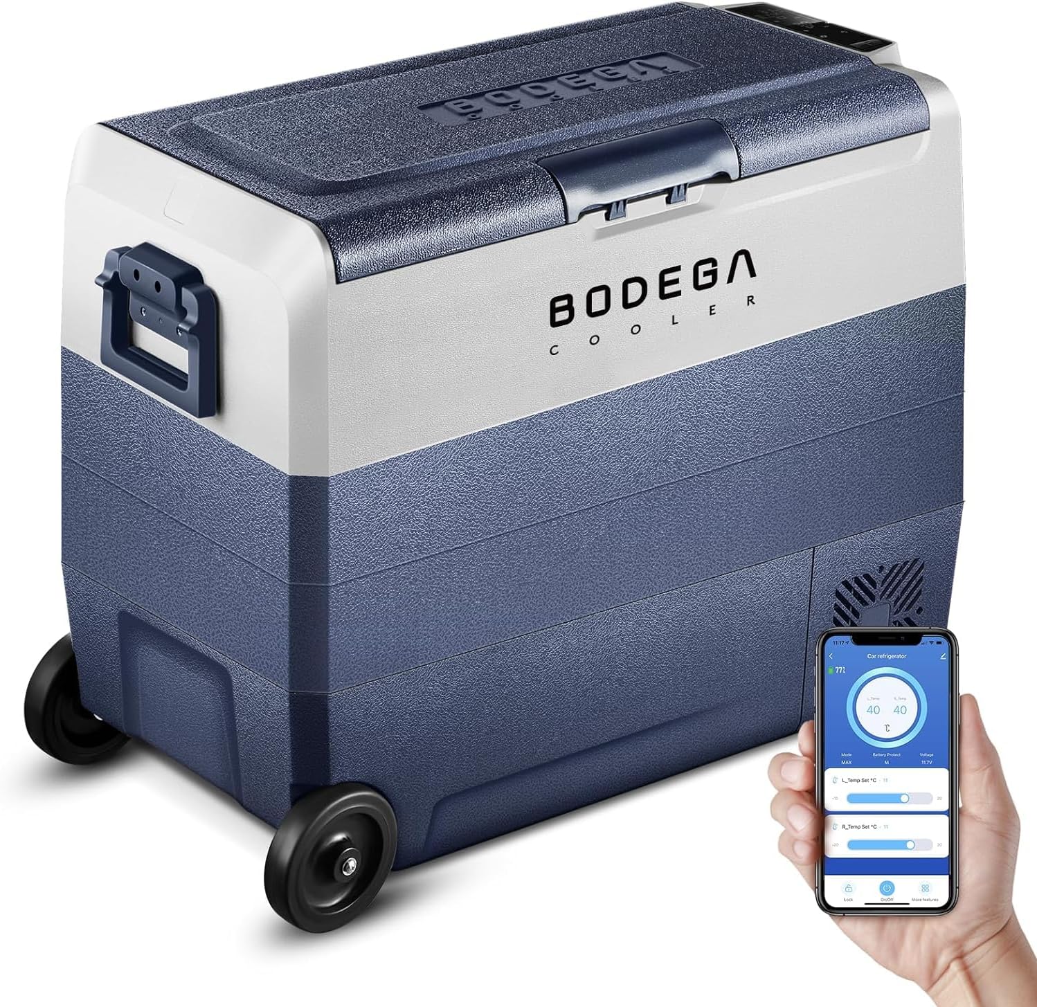 BODEGACOOLER 12 Volt Car Refrigerator, Portable Freezer,64 Quart Car Fridge Dual Zone WIFI APP Control, -4℉-68℉ RV Electric Compressor Cooler 12/24V DC and 100-240V for Outdoor, Camping,Travel