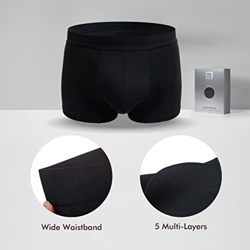 Washable Incontinence Boxer Briefs for Men, 60ML Absorbency, Black M648363
