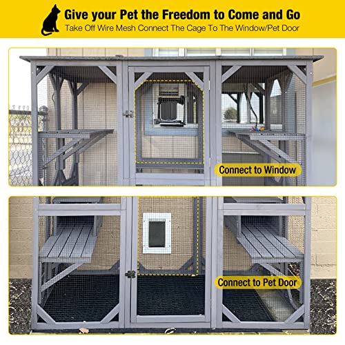 Outdoor Cat Enclosure Large Walk-in Cat Cage with Tarp Roof J6175