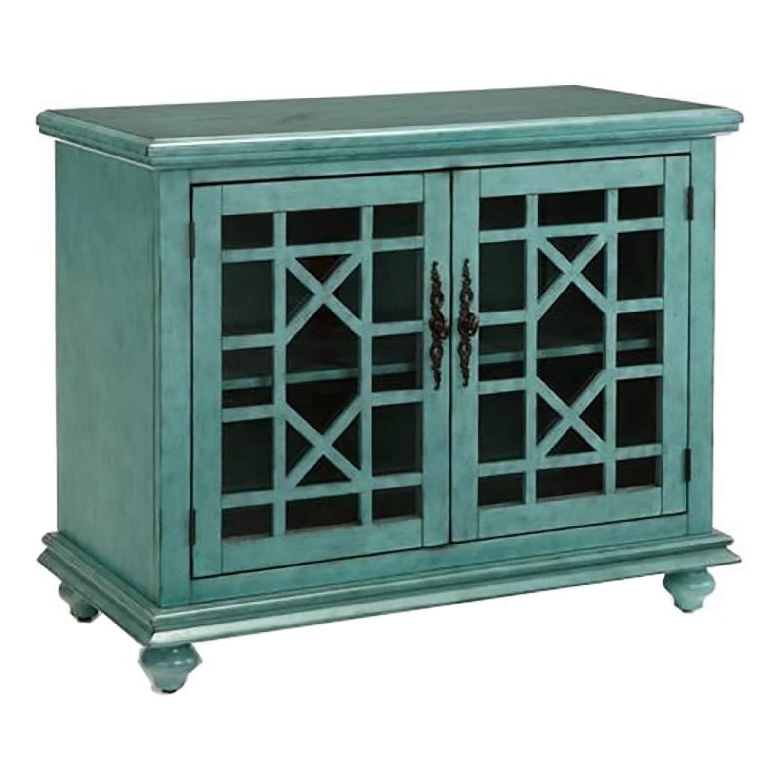 Bowery Hill Traditional Wood TV Stand for TVs up to 38" in Antique Teal Green