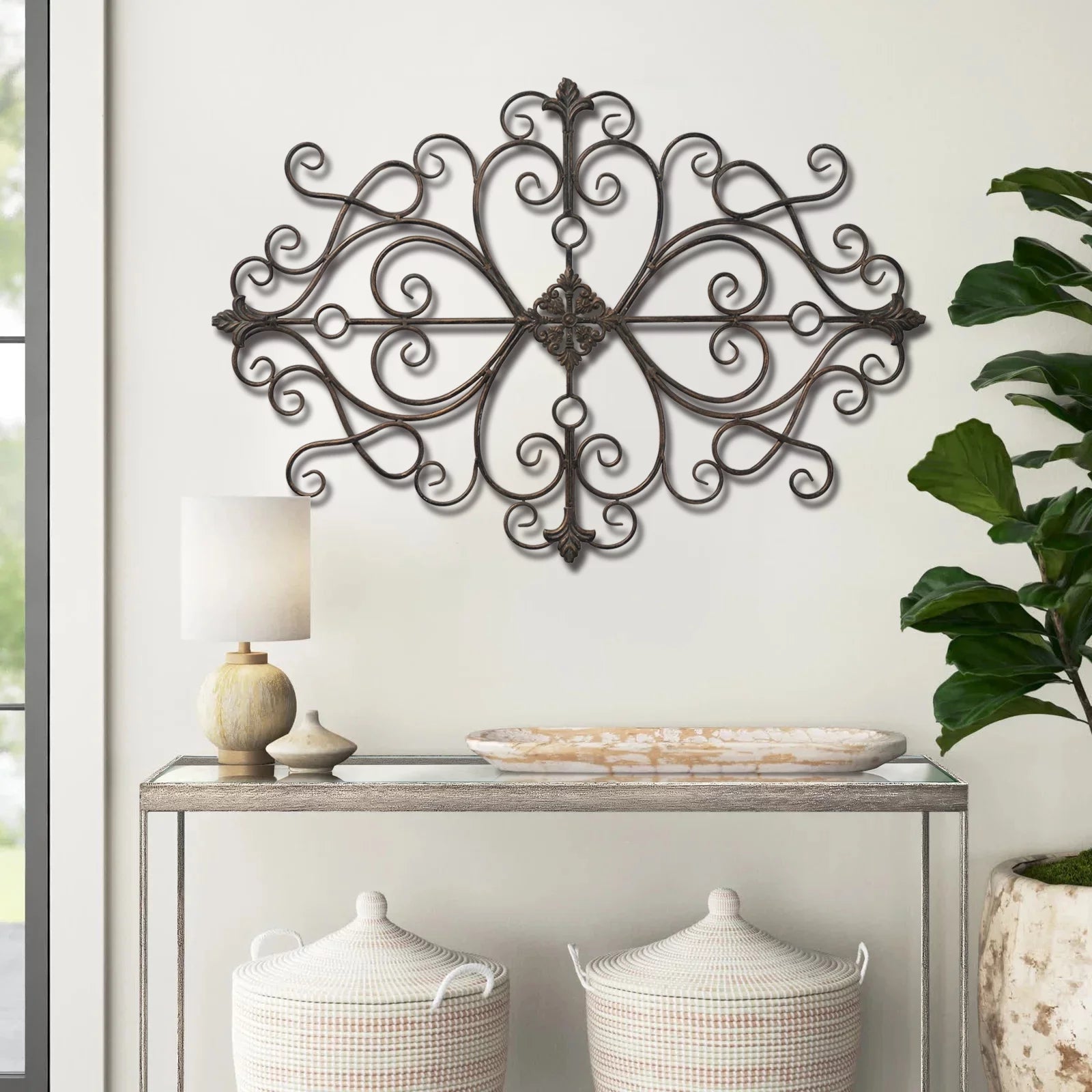 Rustic Metal Wall Art 36" x 24" Antique Wrought Iron Decor A2205