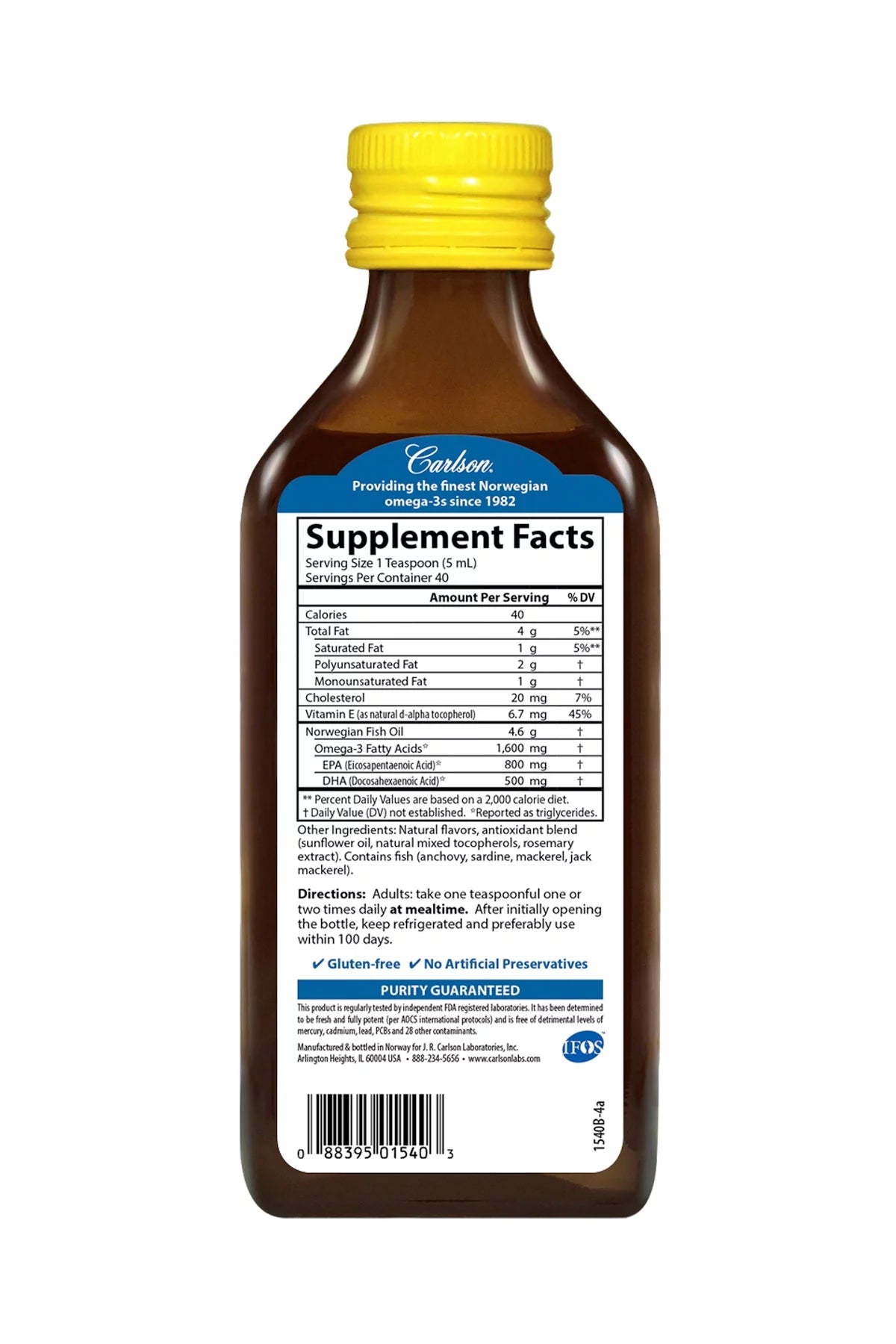 Fish Oil Liquid, 1600 mg Omega-3, Lemon, 6.7 Fl Oz. O859