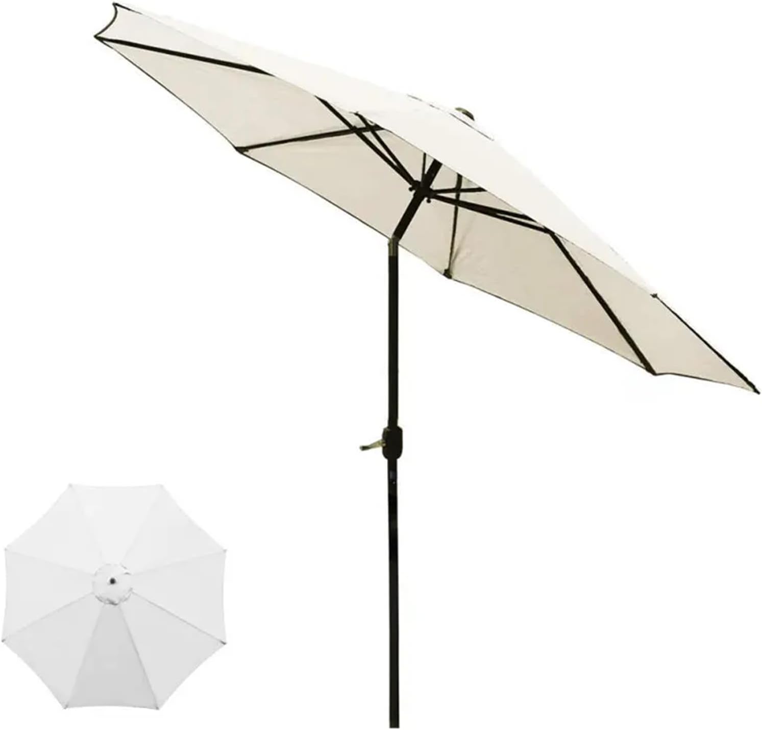 Patio Umbrella Replacement Canopy Top Cover, 8 Ribs, White V64530