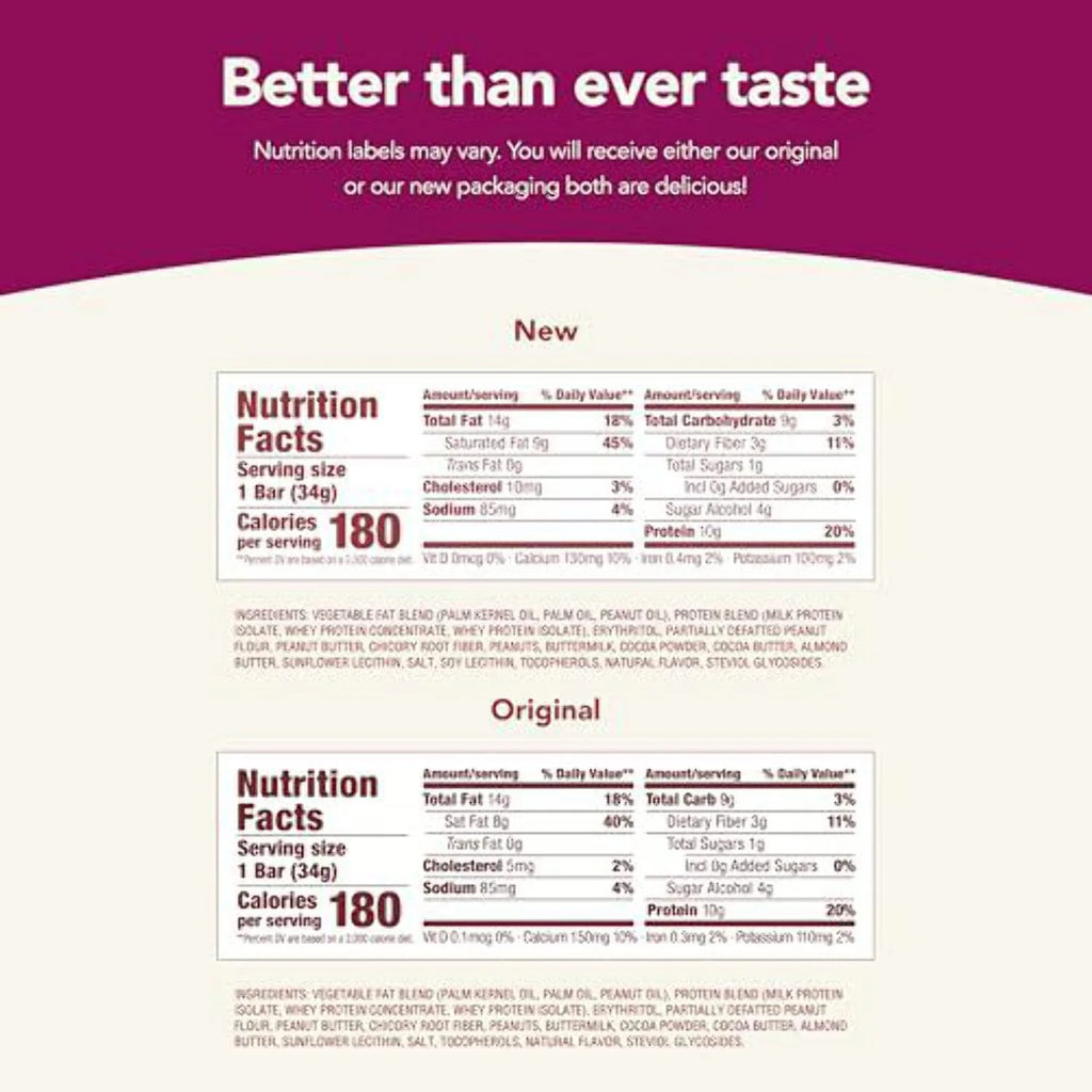 Keto Protein Bars, Chocolate Peanut Butter Cookie Dough, 10 Bars P9528