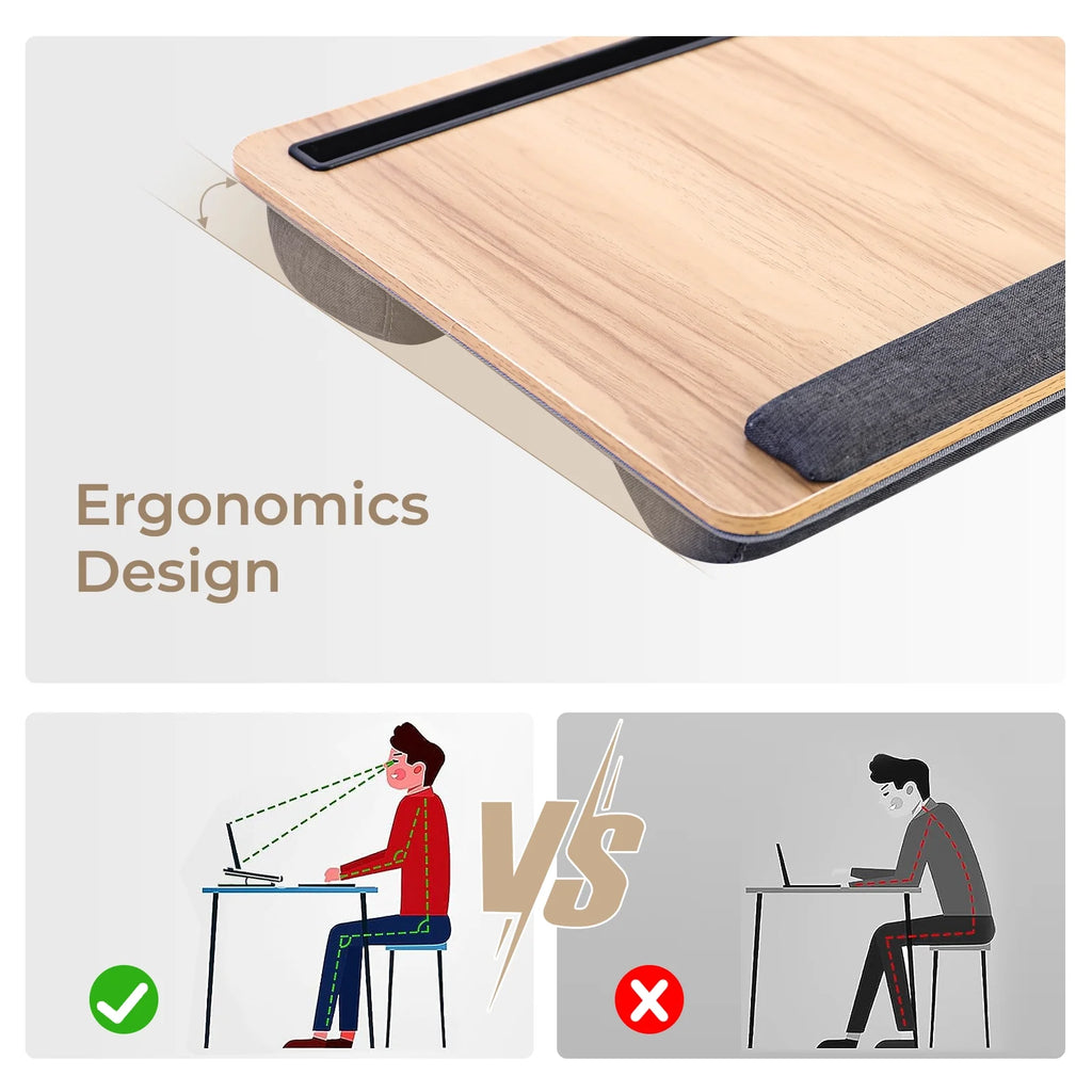 Lap Desk with Wrist Rest, Mouse Pad and Phone Holder for Bed Home Office A423