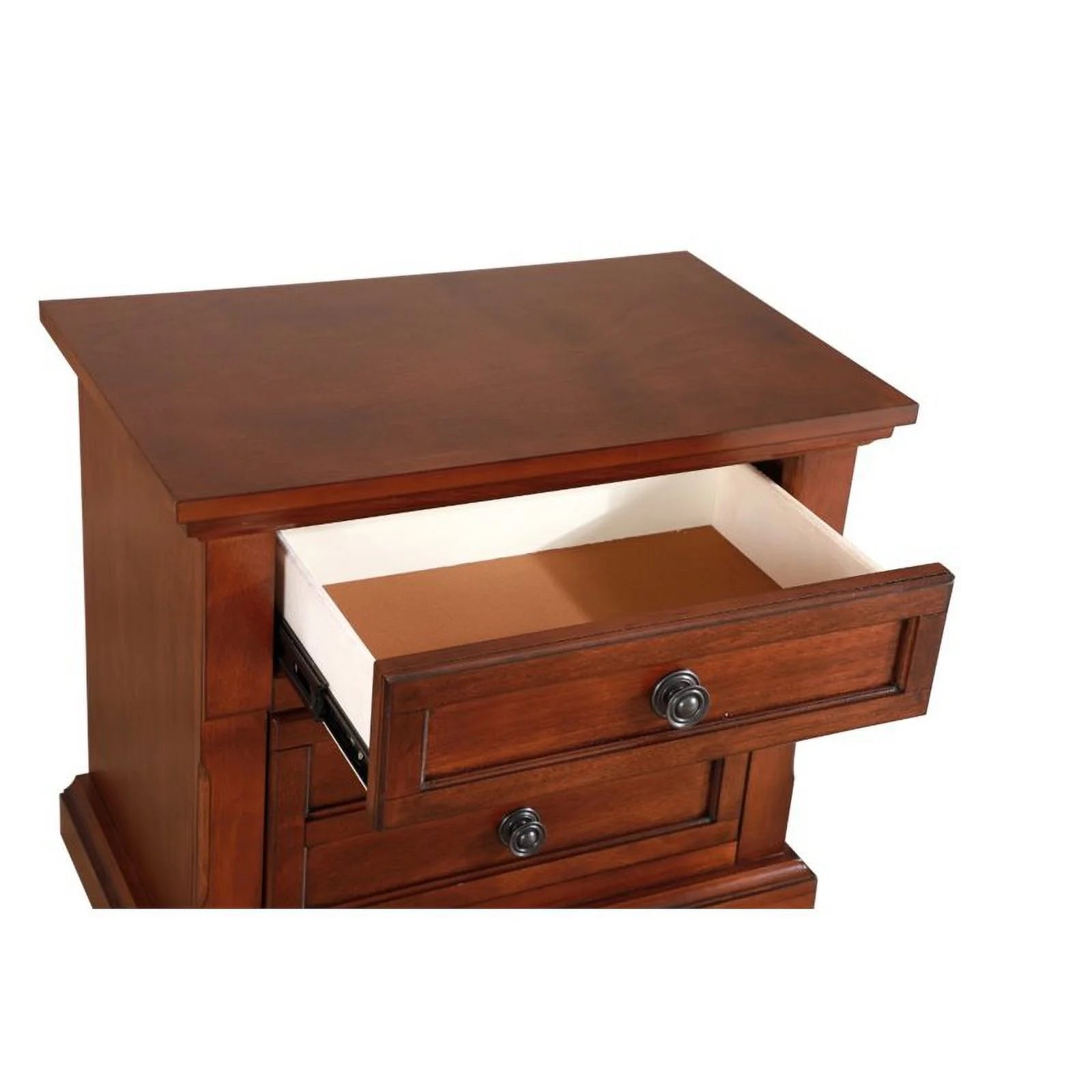 Contemporary Engineered Wood 2 Drawer Nightstand in Cherry E155154