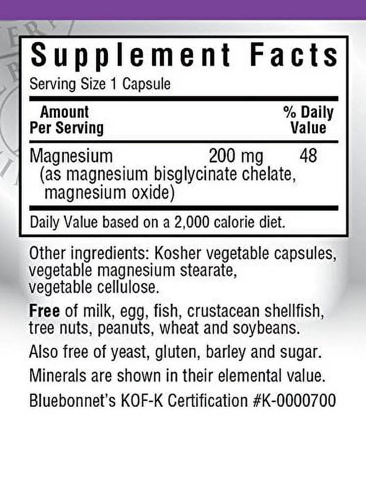 Chelated Magnesium 200 mg, 120 Vegetarian Capsules M251062