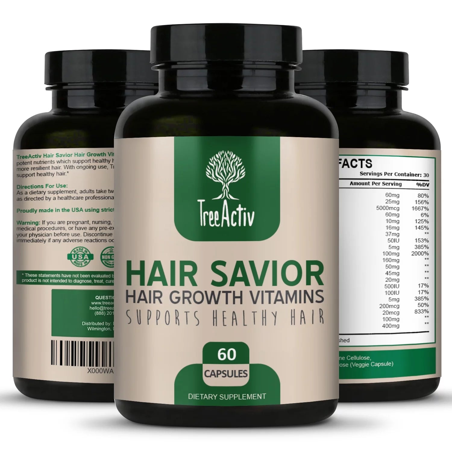 Biotin Hair Growth Vitamins with Saw Palmetto, 60 Capsules K150