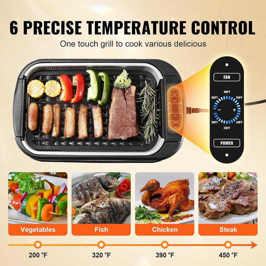 Smokeless Indoor Electric Grill with Non-Stick Surface C8723