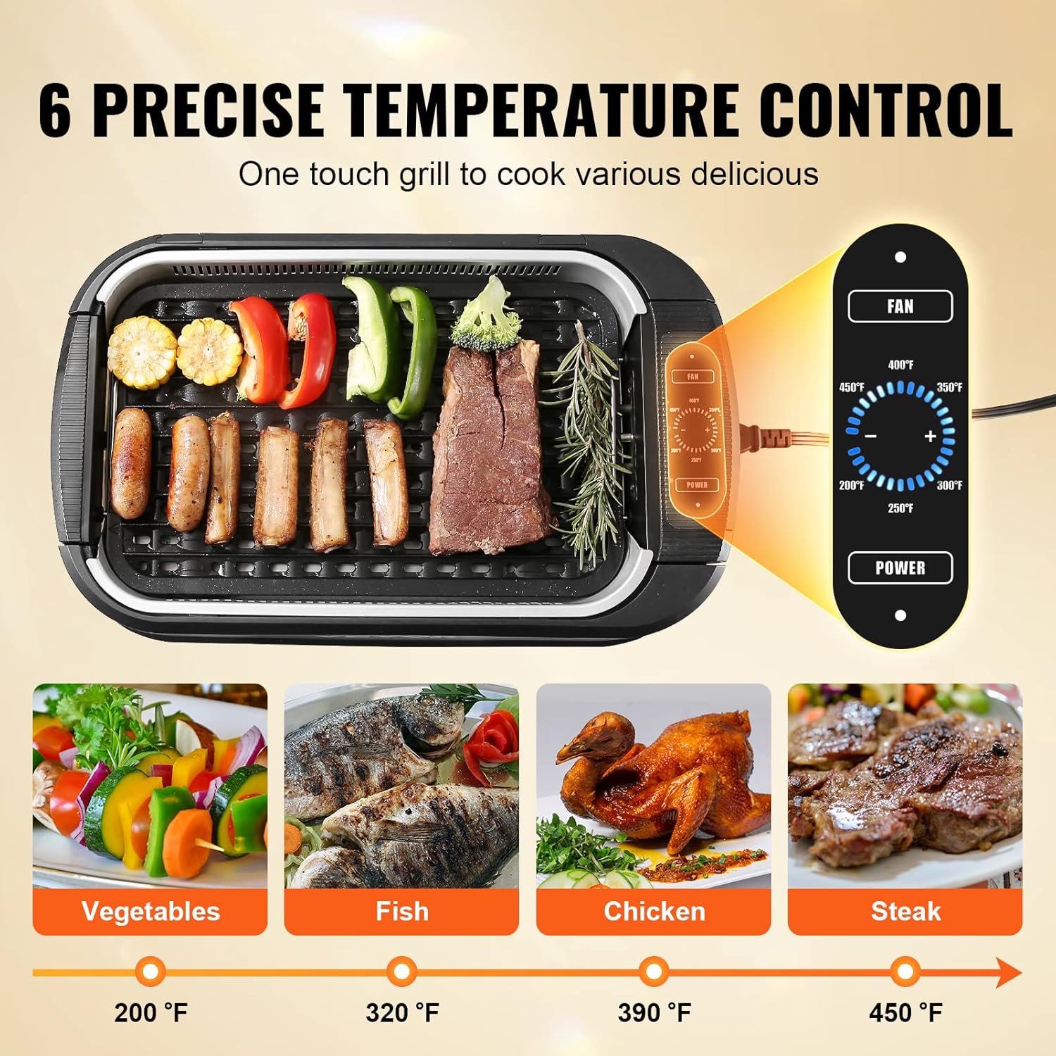 Smokeless Indoor Electric Grill with Non-Stick Surface C8723