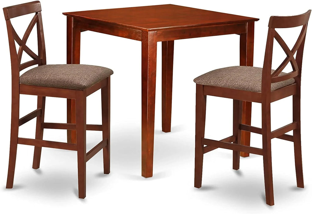 Square Kitchen Table and 2 Linen Fabric Dining Chairs Set K97799