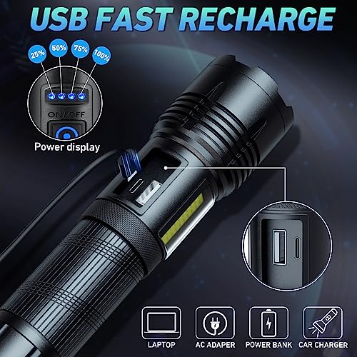 Rechargeable LED Flashlight, 990,000 Lumens, 7 Modes, IPX7 Waterproof for Outdoor Camping T738570