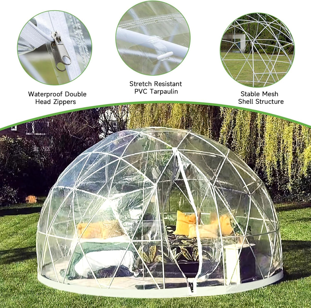 12FT Bubble Dome Tent for 4-8 Person, Waterproof Clear Igloo with Transparent Window E211974
