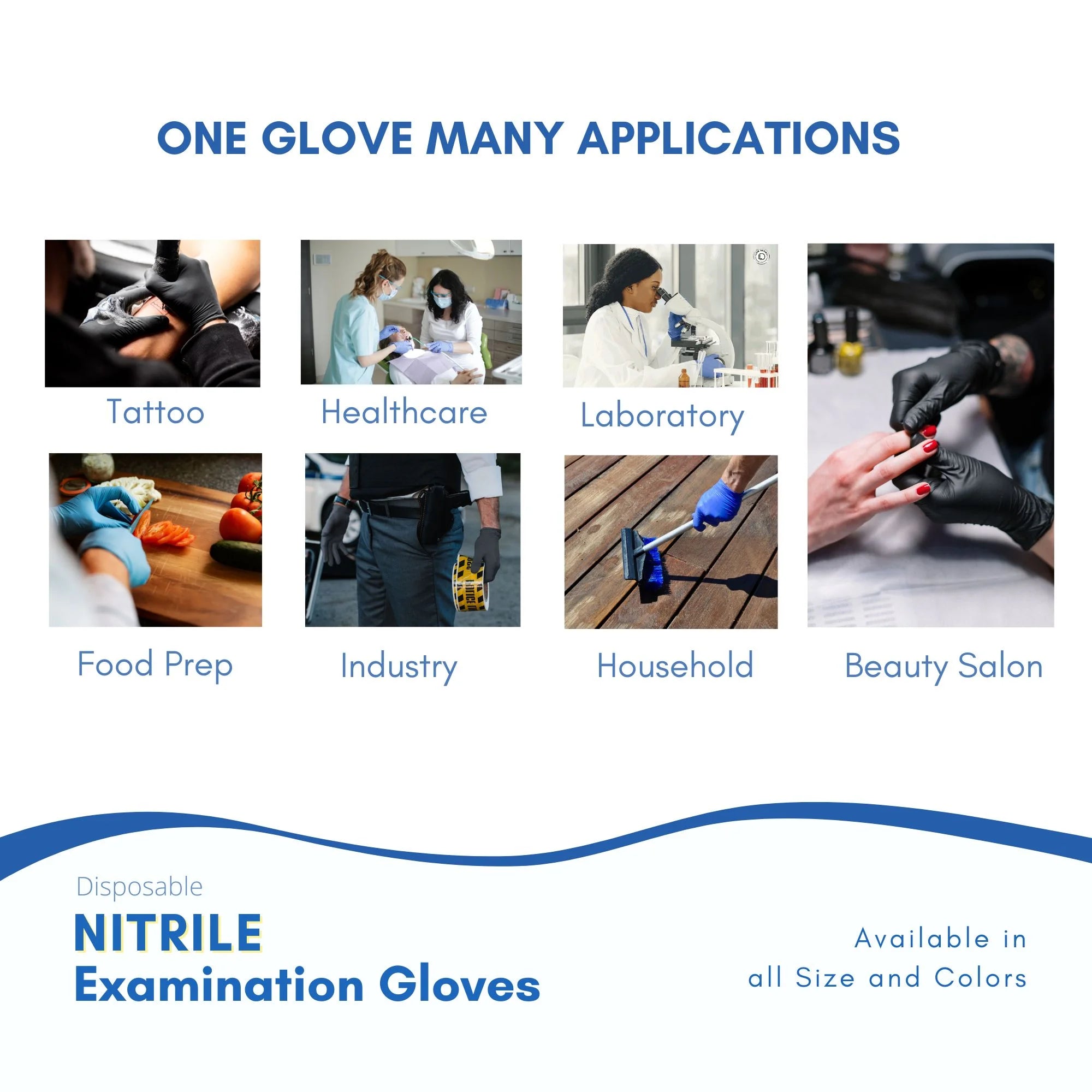 Nitrile Exam Gloves, Medium, Powder Free, Latex Free, 3.5 Mil I212