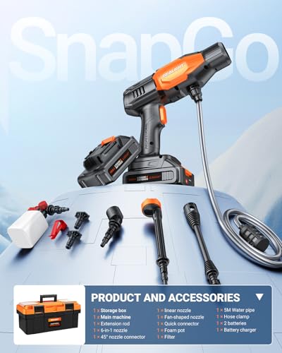 Cordless Pressure Washer 970PSI Portable Handheld Cleaner with 6-in-1 Nozzle Z3821