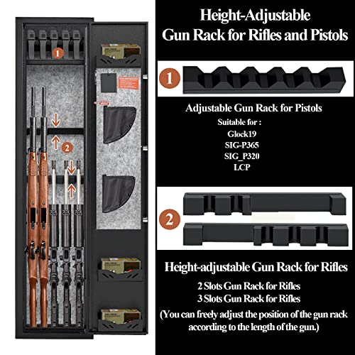 Gun Safe for Rifles and Pistols with Removable Shelf and Lockbox A649