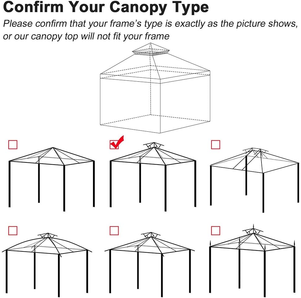 10'x10' Gazebo Top Replacement Mesh Net for 2 Tier Outdoor Canopy A9082