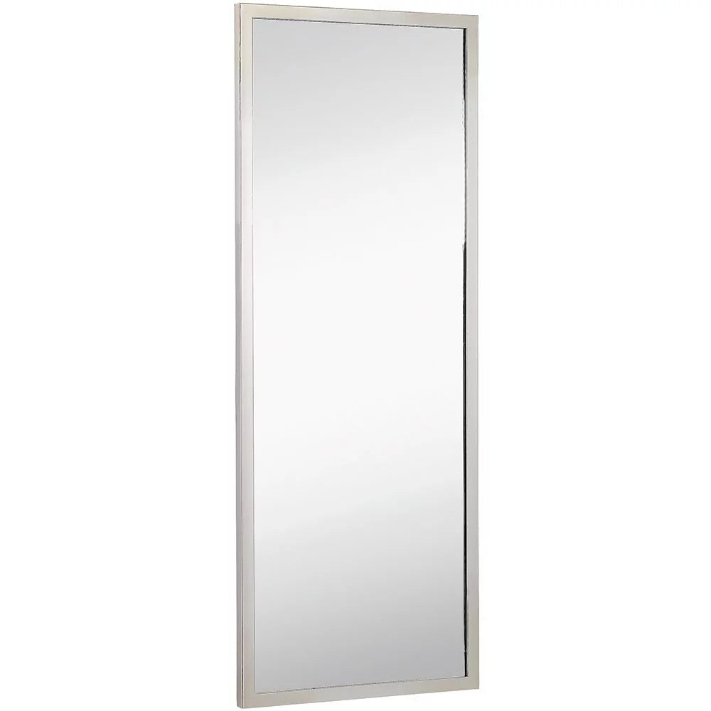 Hamilton Hills Commercial Grade Contemporary Industrial Strength Full Length Wall Mirror Polished Stainless Metal Silver Rectangle Vanity, Entrance, or Restroom Horizontal & Vertical (18" x 48")