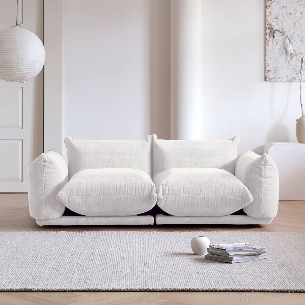 Convertible Modular Sectional Sofa Chenille 2-Seat for Living Room, Beige H4229