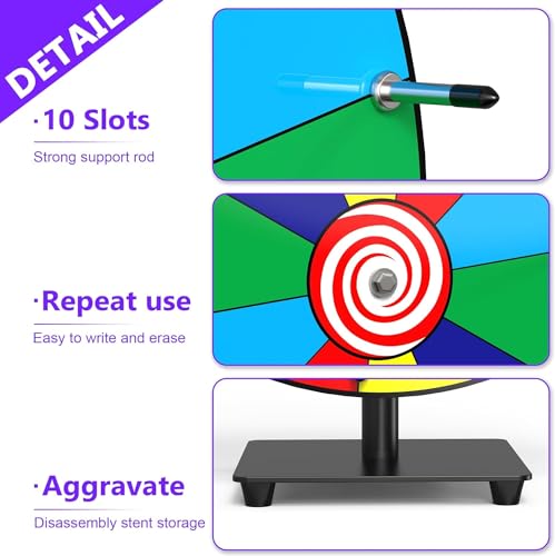 14 Inch Spinning Prize Wheel with 10 Slots, Tabletop Roulette Spinner for Carnival Games R976433