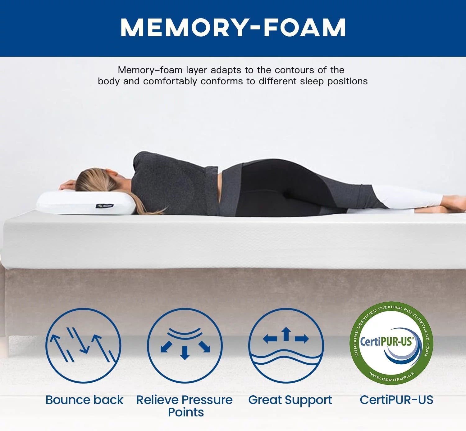 Twin 6 Inch Gel Memory Foam Mattress, Medium Firm, Fiberglass Free L790263