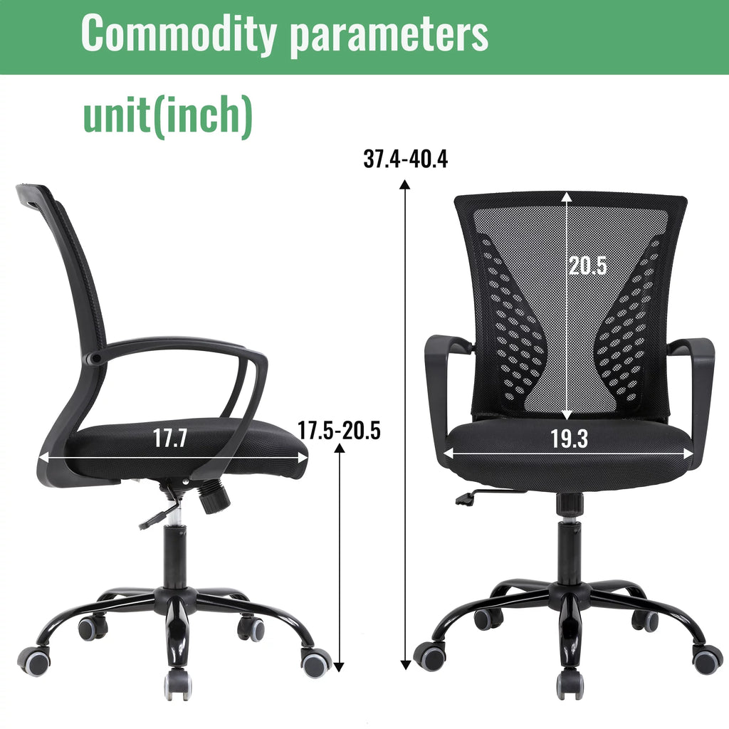 Mesh Office Chair Ergonomic Computer Chair with Swivel & Lumbar Support, Black H29443