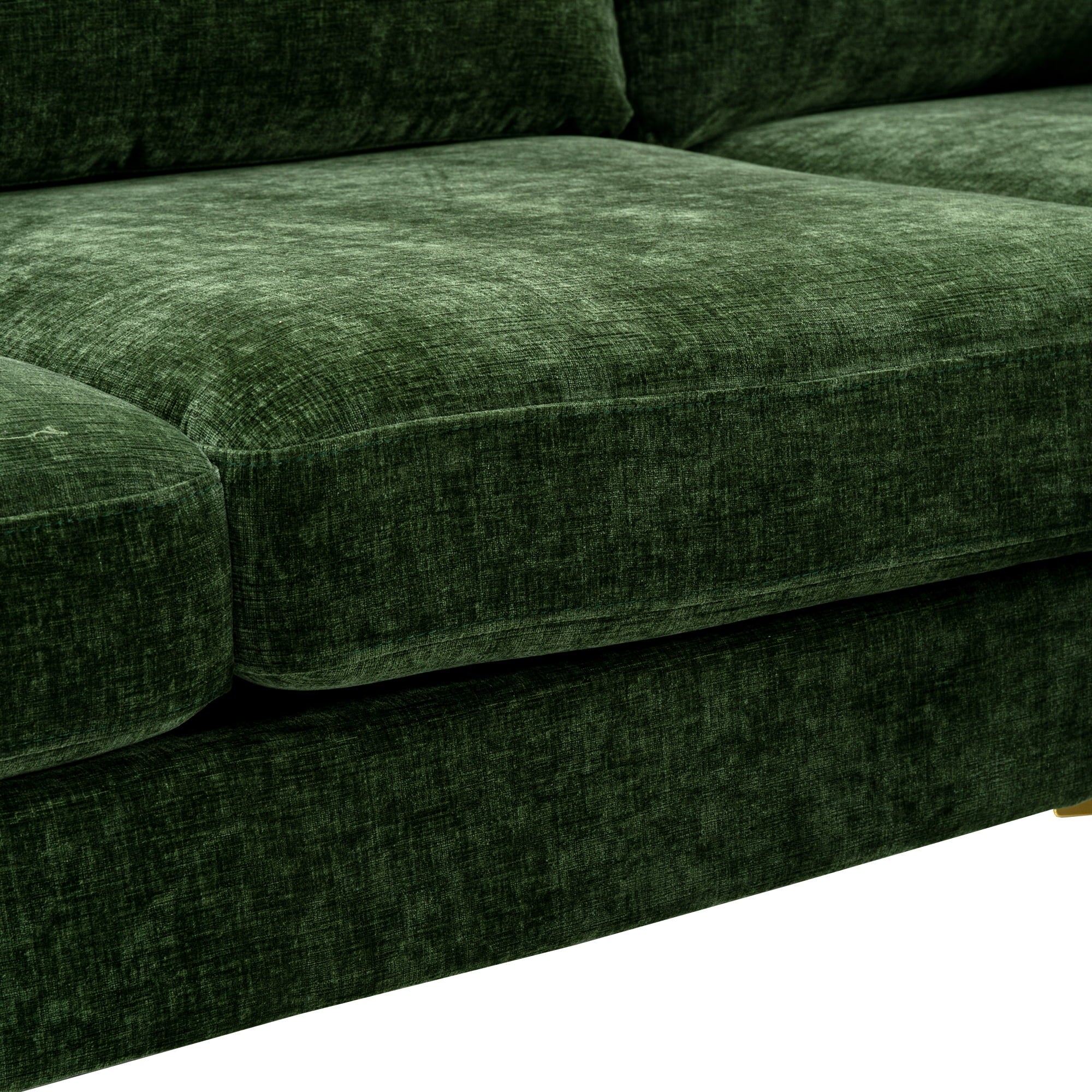 U-Shaped Sectional Sofa with Golden Metal Legs, Velvet Loveseat Chaise Lounge E893