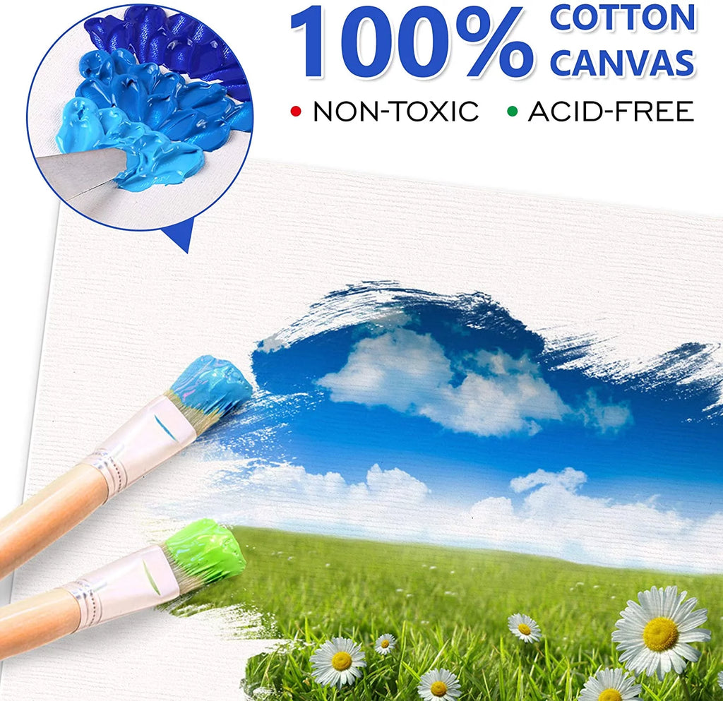 Painting Canvas Panel, 52 Pack, Multi Size, 100% Cotton, Primed White N331