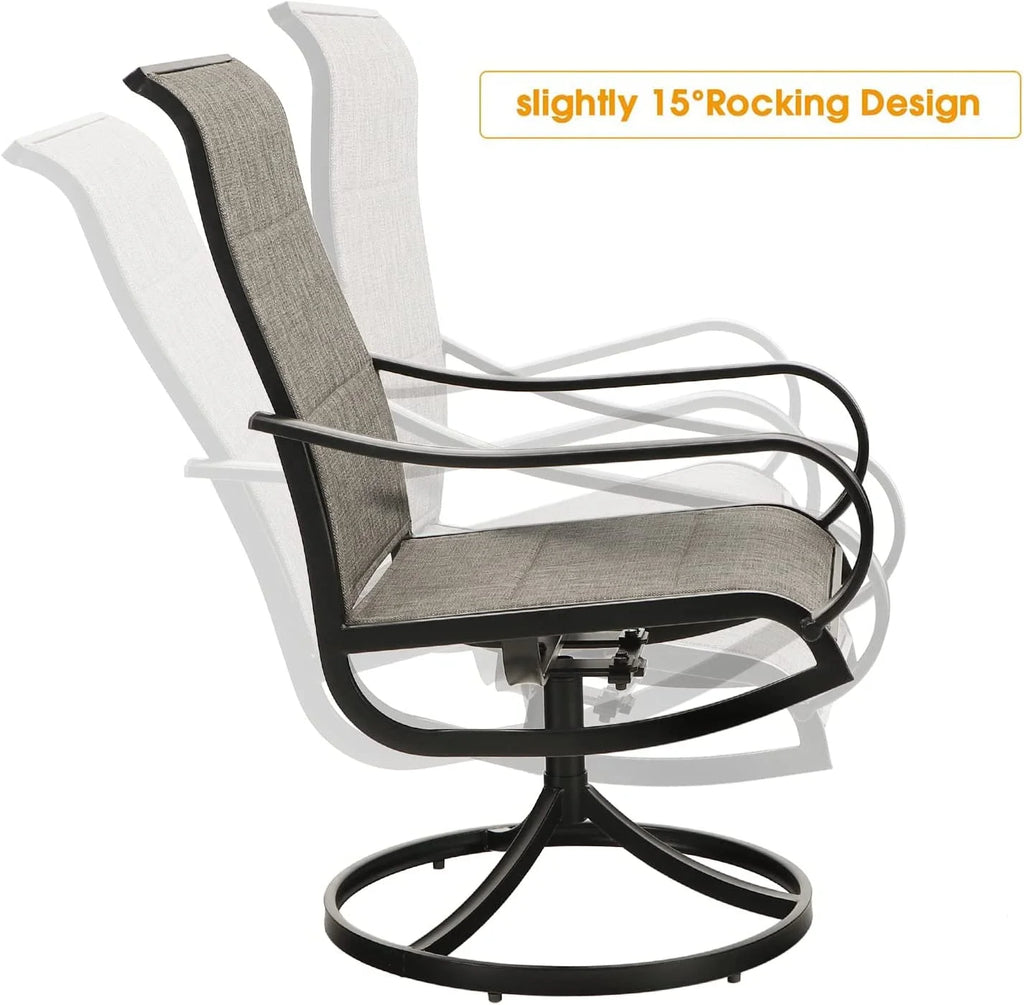 Outdoor Patio Furniture Set 9 Pieces with Padded Swivel Dining Chairs and Expandable Table H14478