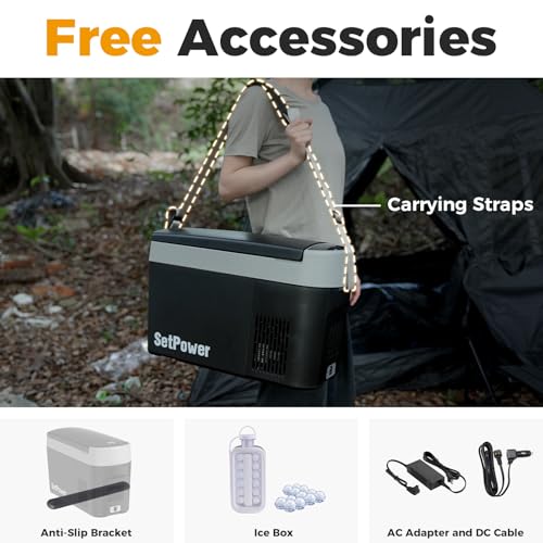 12V Portable Car Refrigerator 16 Quart Electric Cooler for Camping and Travel D18403