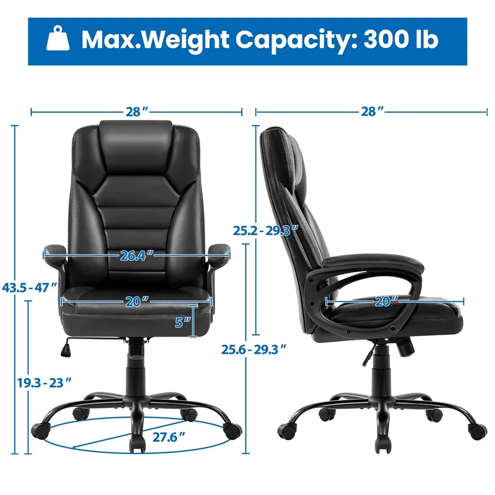 Faux Leather Executive Office Chair with Integrated Headrest, Black C91884
