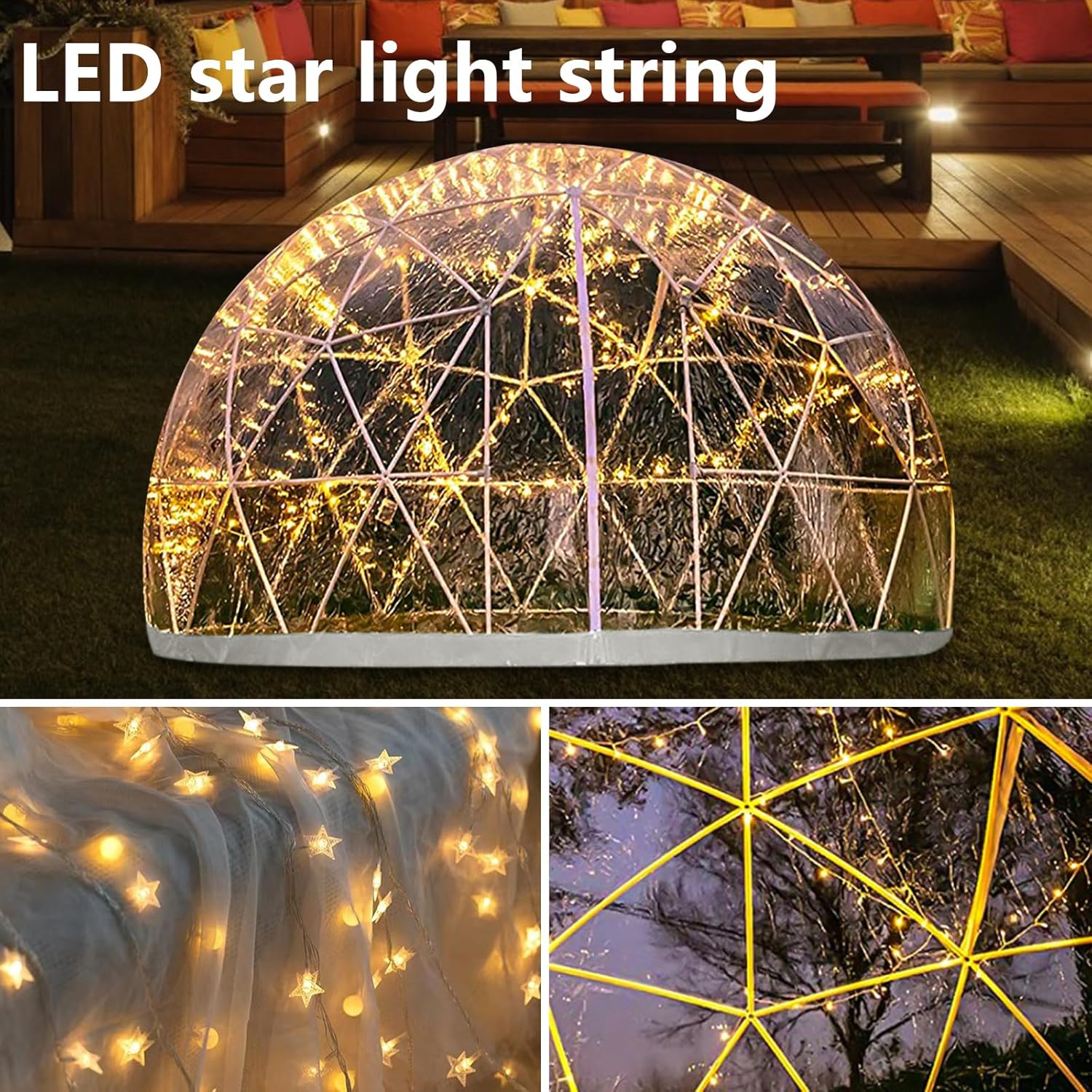 12FT Bubble Dome Tent for 4-8 Person, Waterproof Clear Igloo with Transparent Window E211974