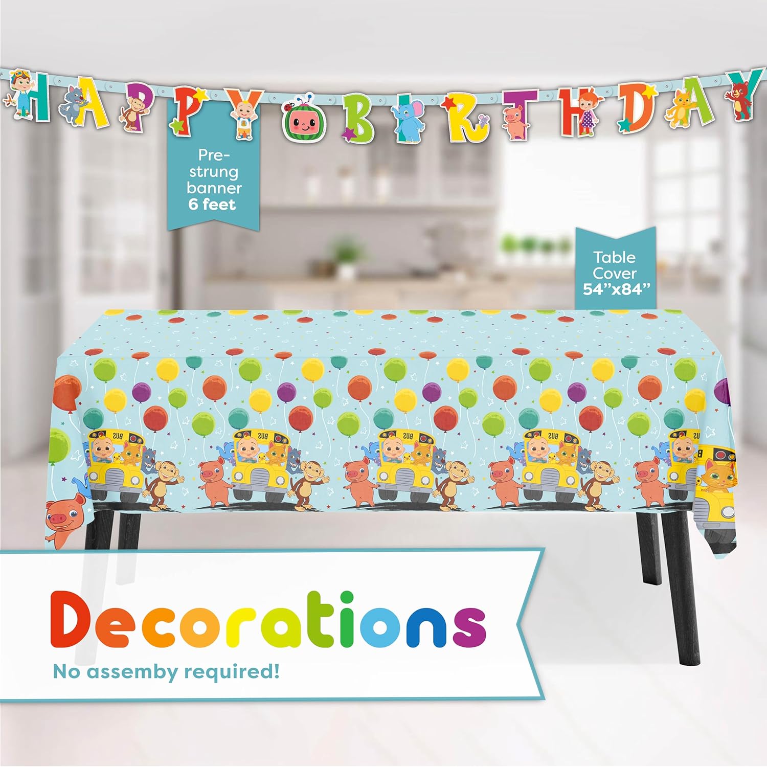 Party Supplies Set with Banner, Table Cover, Plates, Napkins, Cups and Sticker X47630