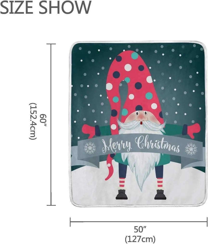 Merry Christmas Gnome Throw Blanket, Lightweight Microfiber, 50 x 60 Inches S272319