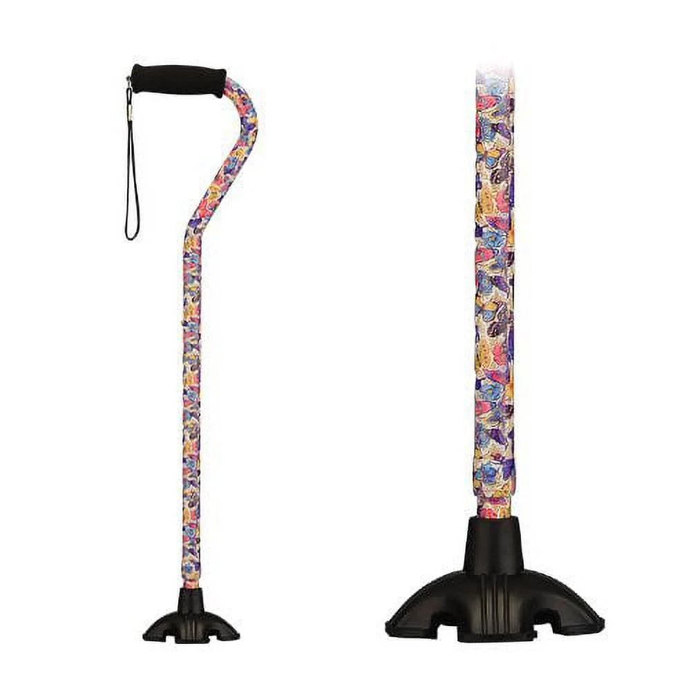 Sugarcane Walking Cane with All Terrain Rubber Quad Tip and Carrying Strap P232