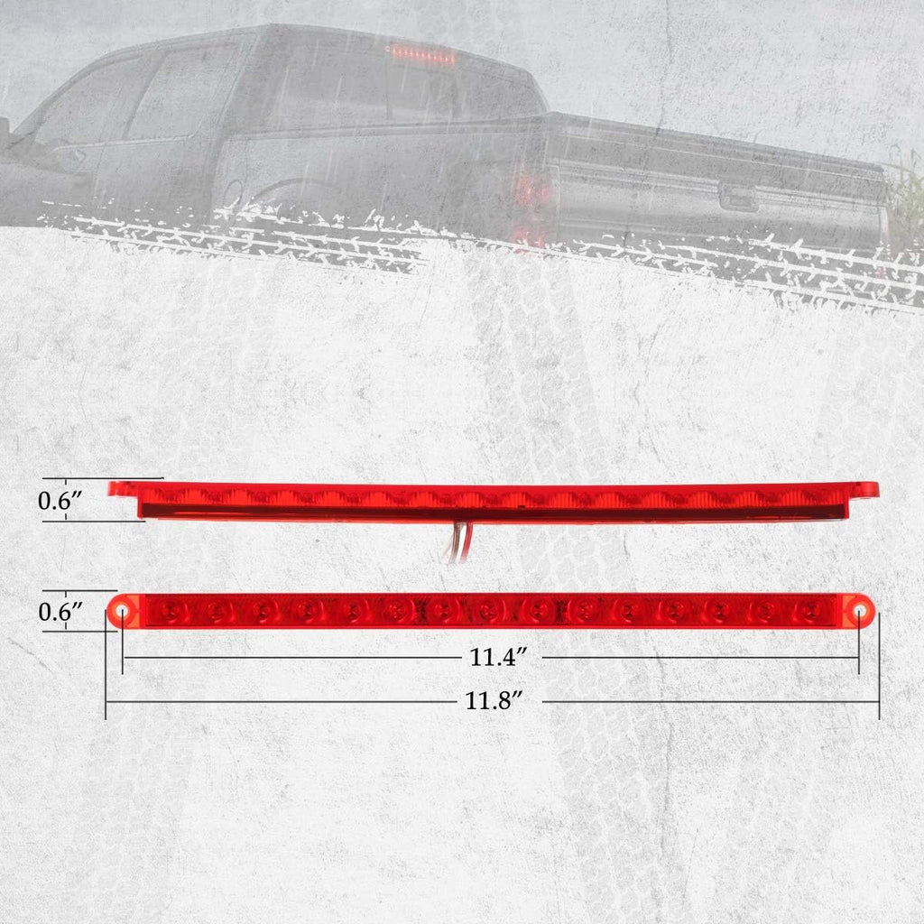 2Pcs 12" 15 LED Red Trailer Truck Identification Light Bar Waterproof Sealed Stop/Turn/Tail E682577