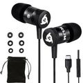 KLIM Fusion C - USB-C Earbuds with Microphone + Long-Lasting Wired Ear Buds + 5 Years Warranty - Innovative: in-Ear with Memory Foam + Earphones with Mic and 3.5 mm Jack - New Version 2024 - Black