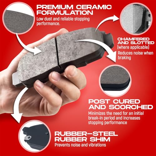 Front Rear Brake Pads and Rotors Kit with Ceramic Pads, Fits 2005-2010 Honda Odyssey B2475