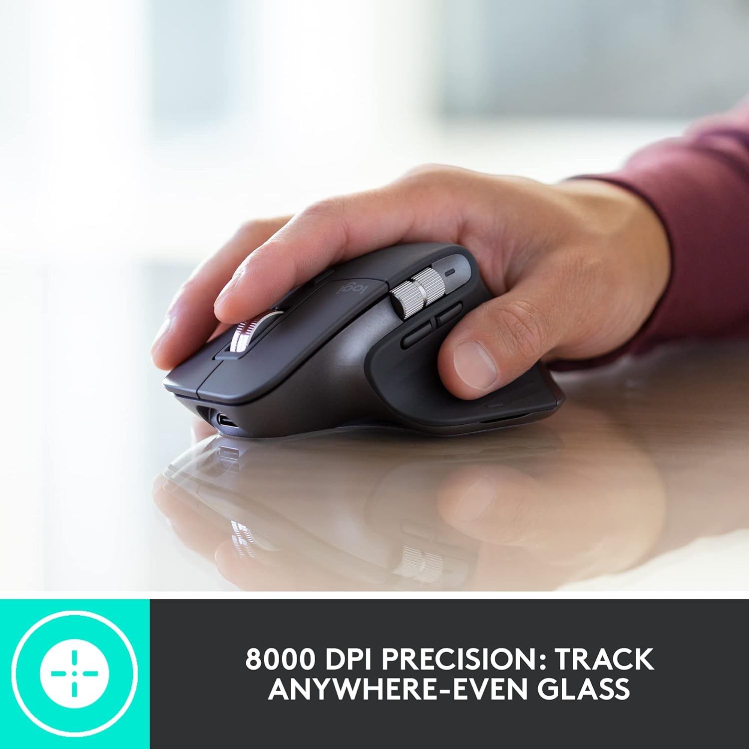 Wireless Mouse with Quiet Clicks, 8K DPI, Bluetooth, USB-C Charging O390330