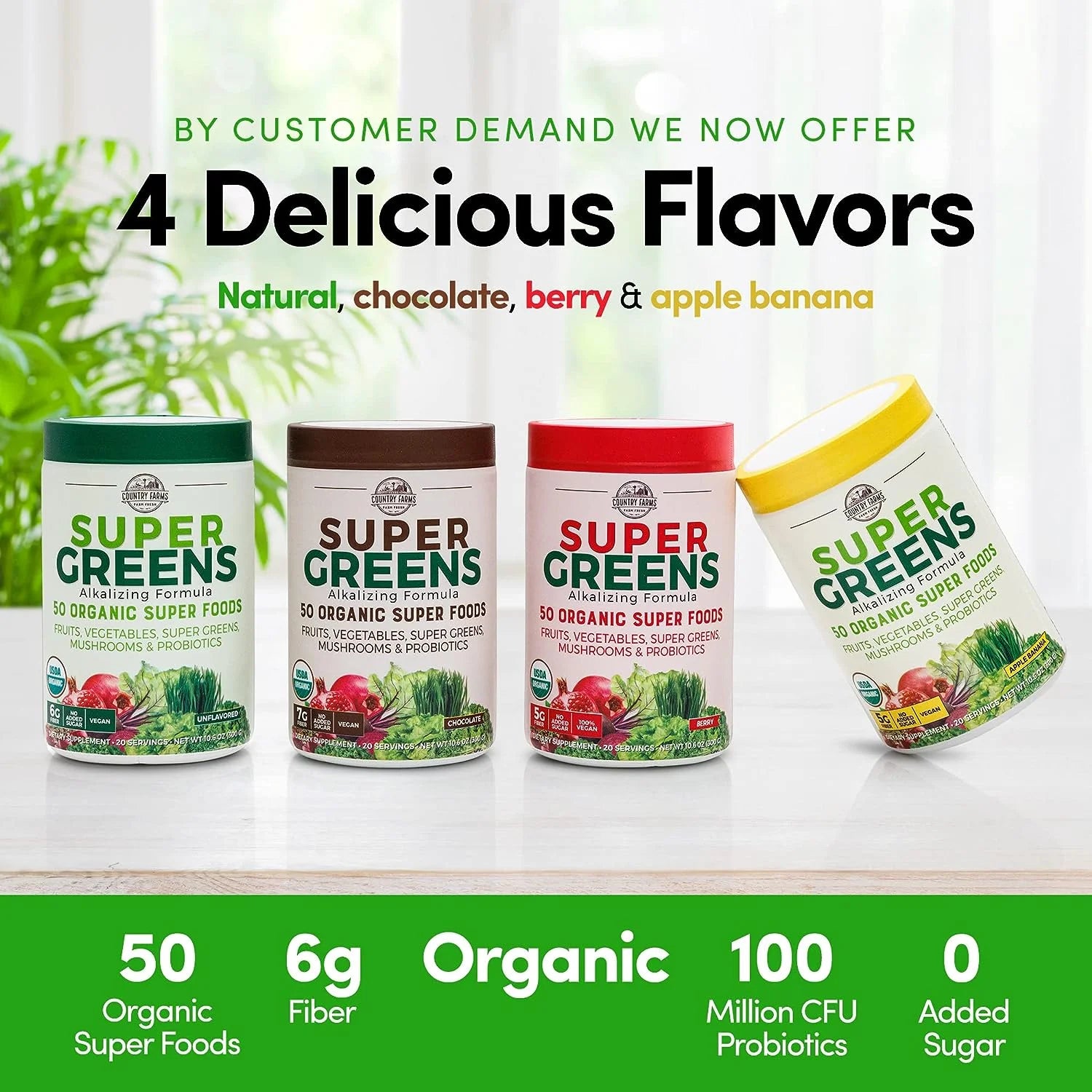 Organic Greens Powder Drink Mix with Probiotics, 20 Servings, 2 Pack Y846