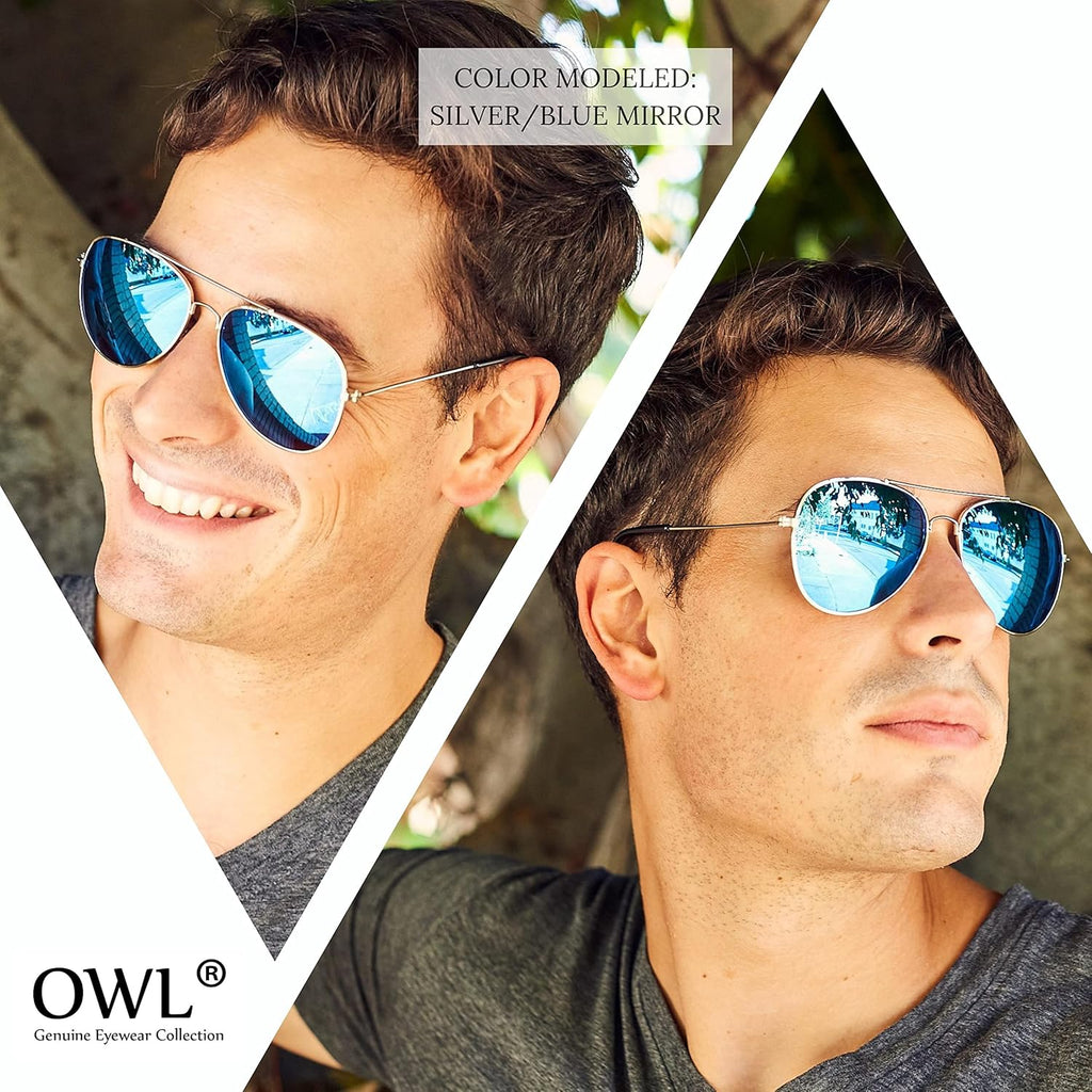 Aviator Sunglasses with Mirror Lens, Metal Frame P550001