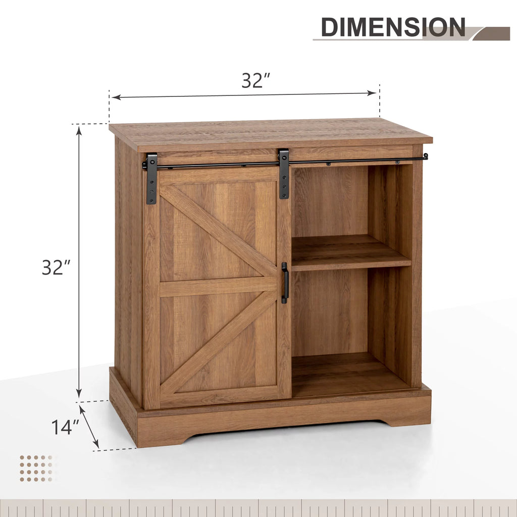 Farmhouse Sliding Barn Door Storage Cabinet Sideboard V1838