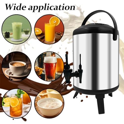 Stainless Steel Insulated Beverage Dispenser, 2.64 Gallon for Hot and Cold Drinks R13030