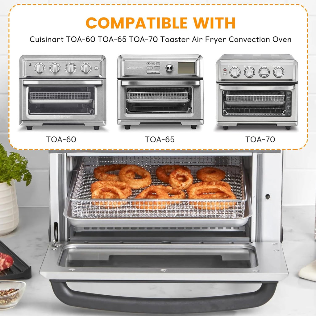 Air Fryer Basket Tray Replacement, 12.2 x 11 Inch Stainless Steel Mesh Rack, Dishwasher Safe T6199