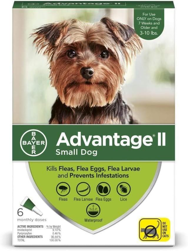 Advantage II Small Dog Vet-Recommended Flea Treatment & Prevention | Dogs 3-10 lbs. | 4-Month Supply