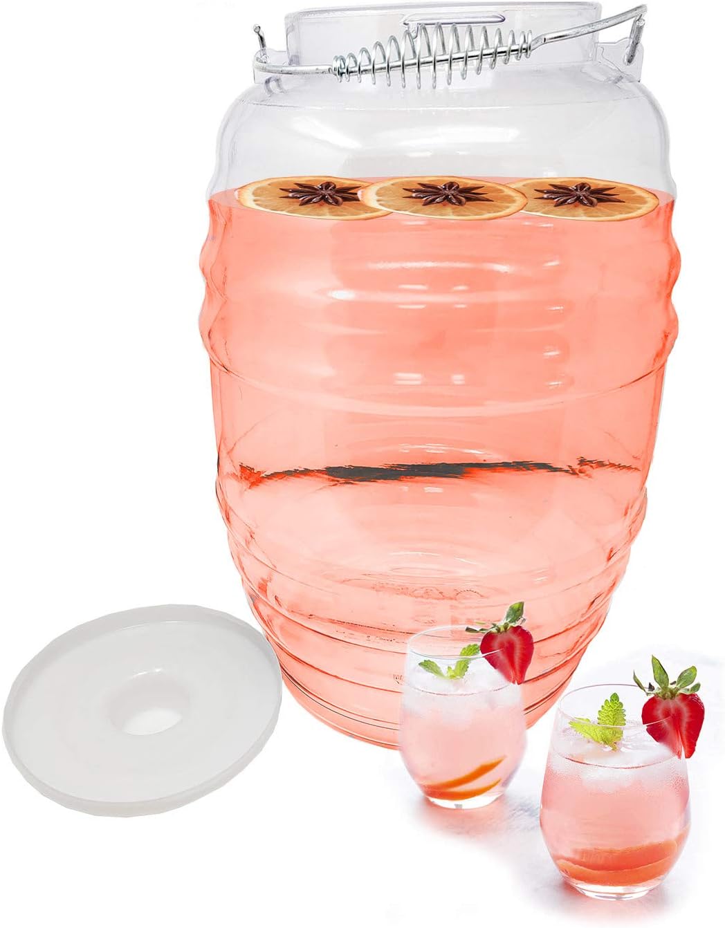 5-Gallon 20L Water Jug Juice Beverage Container with Lid & 16oz Ladle, Clear, BPA Free Z907542